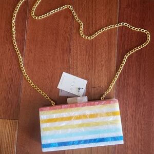 Lulu NYC Colorful Striped Horizontal Crossbody/Clutch NWT